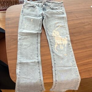RALPH LAUREN Light Blue Women’s Jeans with Cream Paint Detail